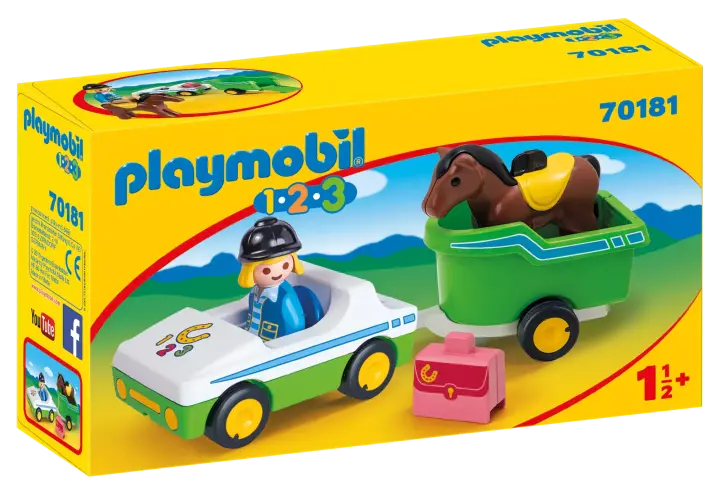 Playmobil 70181 - 1.2.3 Carro com Reboque para Cavalo - BOX