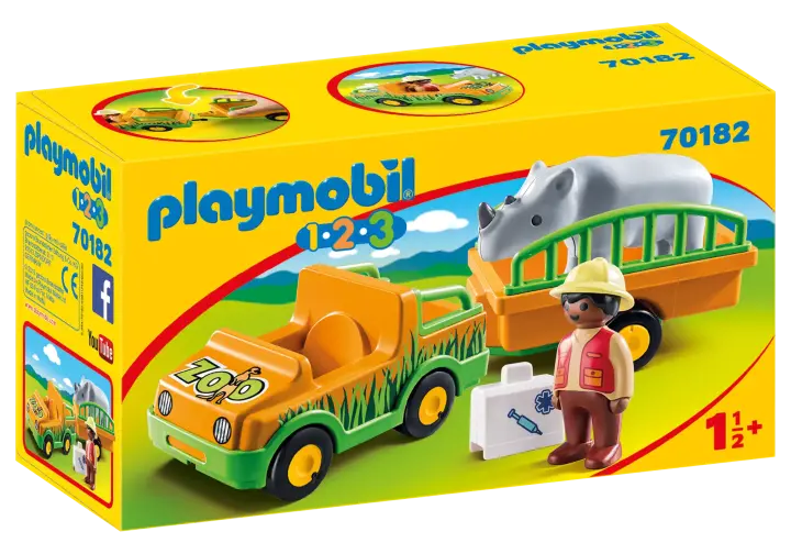 Playmobil 70182 - Όχημα ζωολογικού κήπου με ρινόκερο - BOX