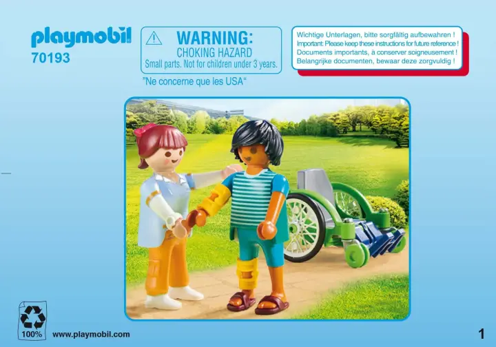 Οδηγίες συναρμολόγησης Playmobil 70193 - Ασθενής με καροτσάκι (1)
