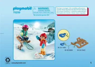 Οδηγίες συναρμολόγησης Playmobil 70250 - Παιδάκια με έλκηθρο (1)