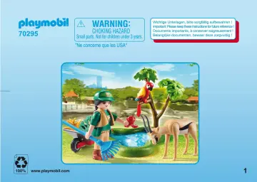 Οδηγίες συναρμολόγησης Playmobil 70295 - Gift Set "Φροντιστής Ζωολογικού Κήπου με ζωάκια" (1)