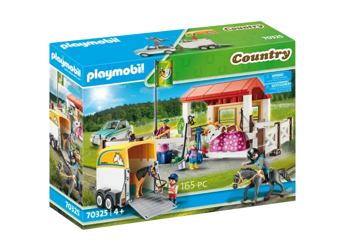 Playmobil 70325 - Ferme équestre avec remorque - BOX