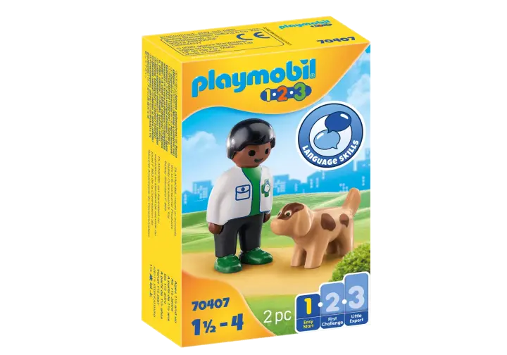 Playmobil 70407 - 1.2.3 Veterinário com Cão - BOX