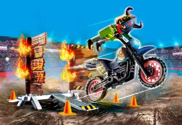 Playmobil 70553 - Stuntshow Moto con muro de fuego