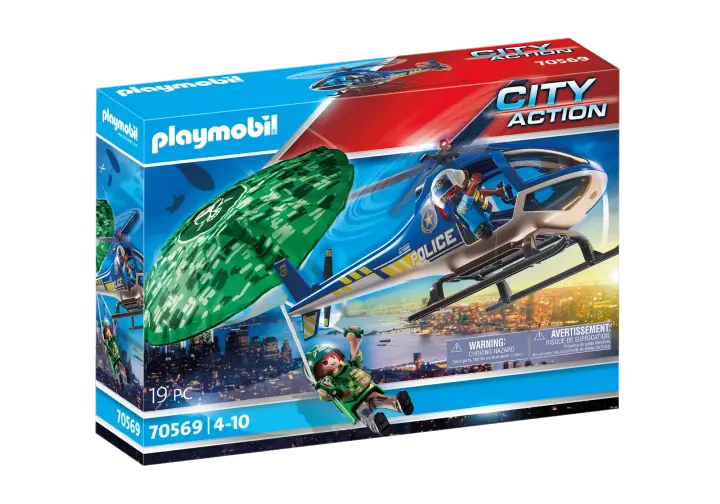 Playmobil 70569 - Rendőrségi helikopter: Ejtőernyős-üldözés - BOX