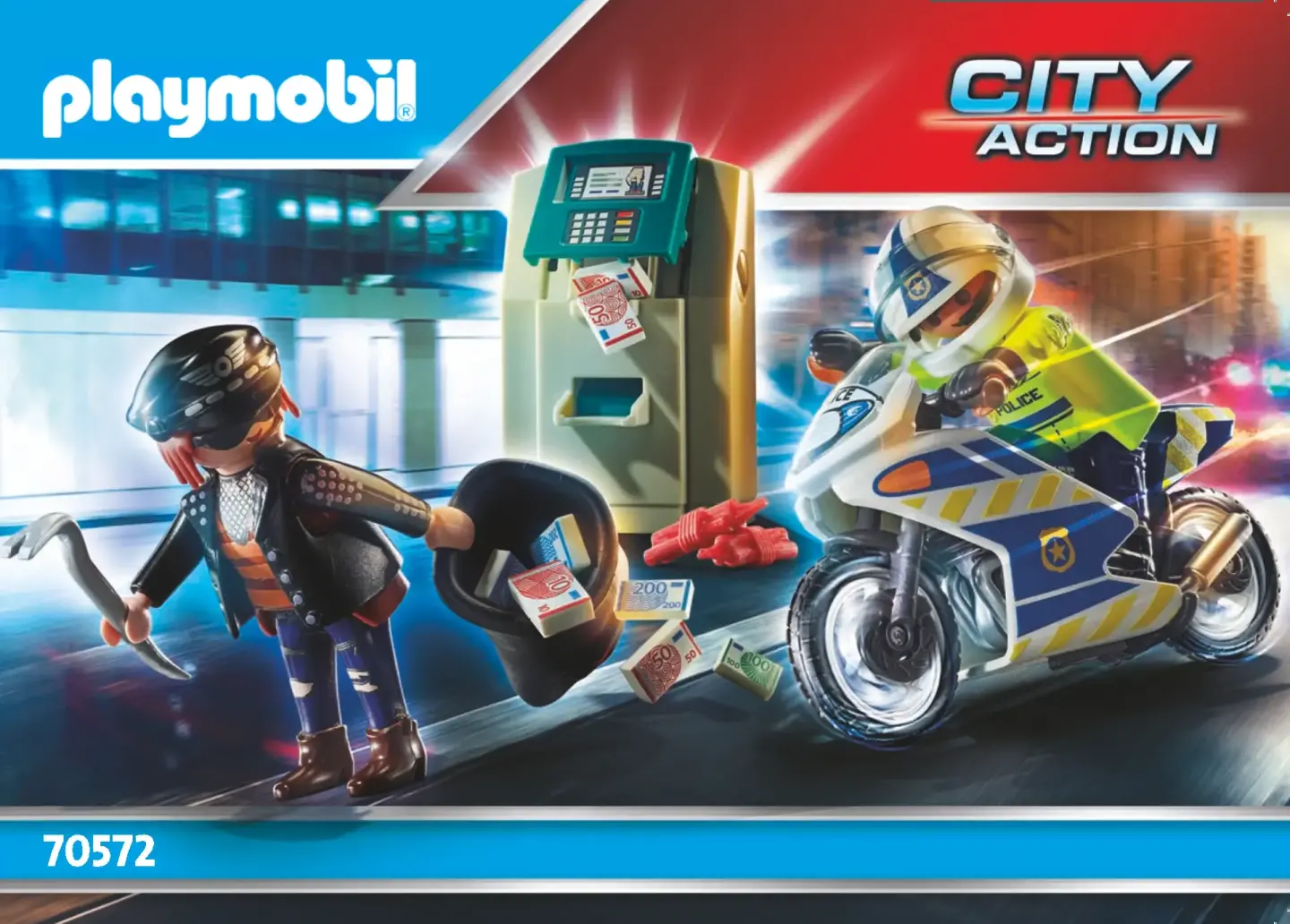 Playmobil City Action Moto de Policía: Persecución del Ladrón del