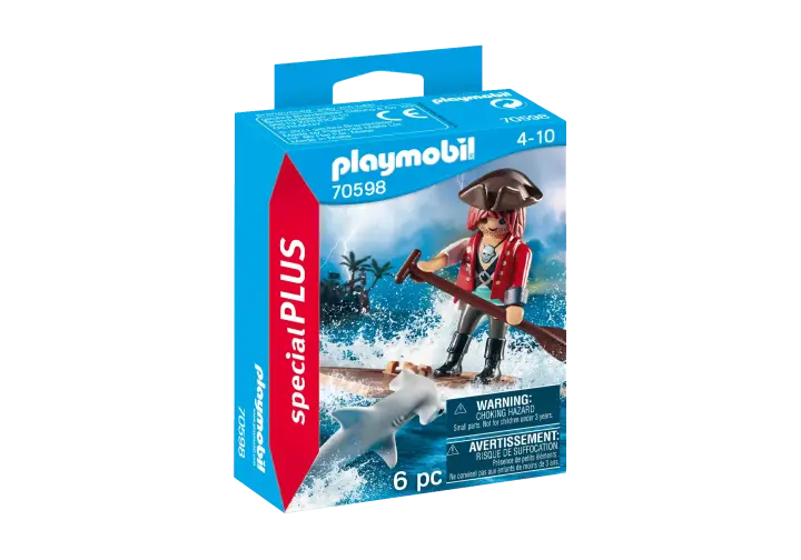 Playmobil 70598 - Pirata com jangada e tubarão martelo - BOX