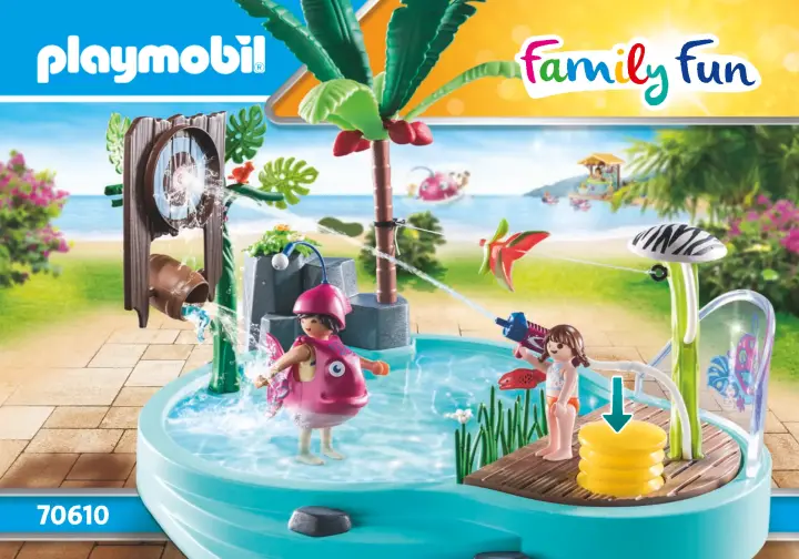 Bouwplannen Playmobil 70610 - Leuk zwembad met watersplash (1)