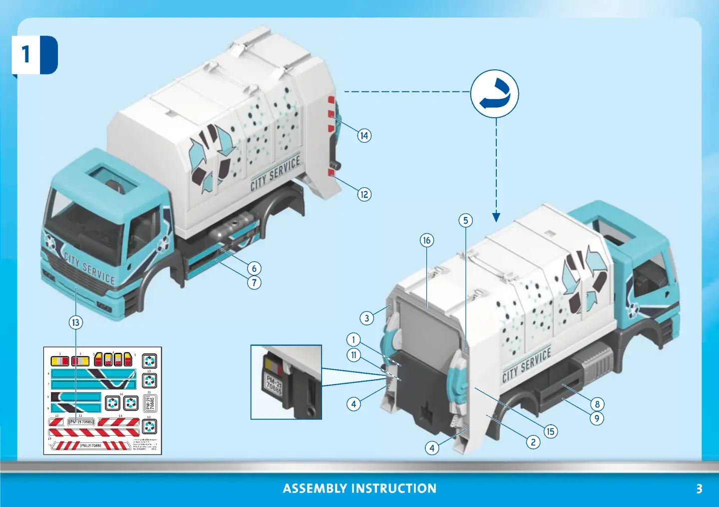 PLAYMOBIL City Recycling Truck Müllabfuhr Camion poubelle Camión de Basura  🗑️♻️ 70885 build & play 