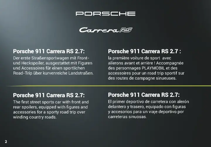 Istruzioni di montaggio Playmobil 70923 - Porsche 911 Carrera RS 2.7 (2)