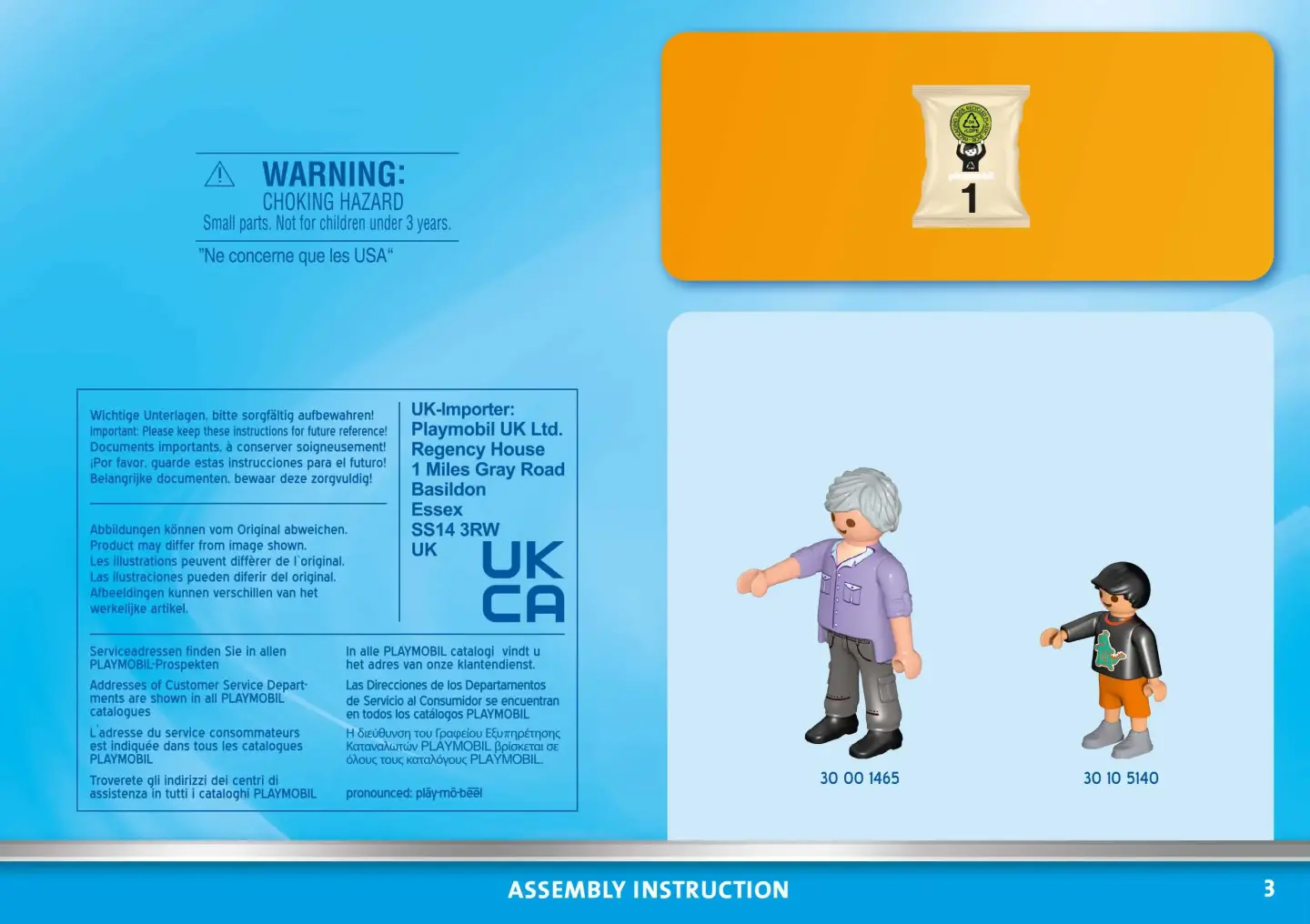 Playmobil Grandparents With Child Figures Set - Family Park Walk With Dog & Accessories