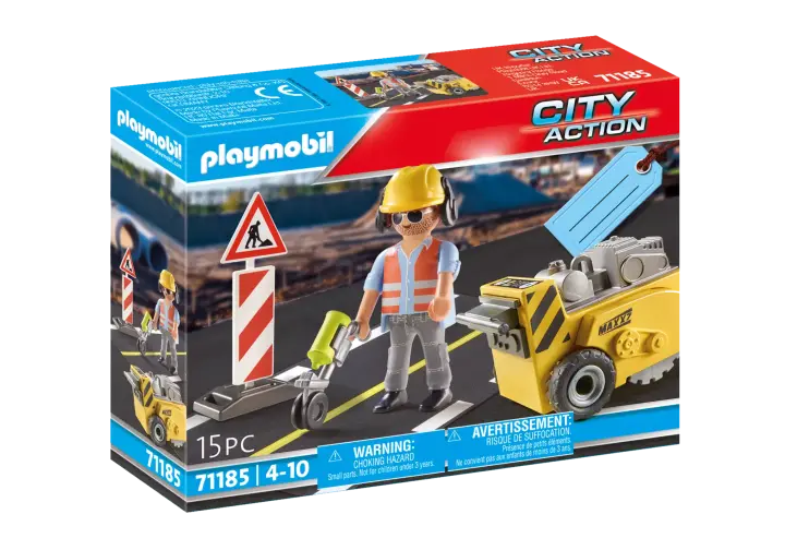 Playmobil 71185 - Trabalhador da construção com máquina de cortar - BOX