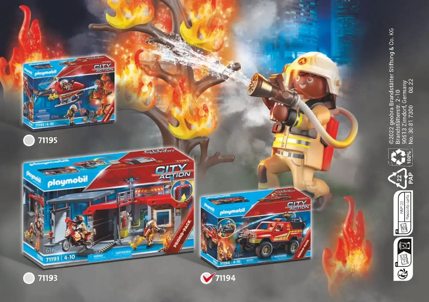 PLAYMOBIL Fire Promo Packs Fire Rescue Truck Playset (71194)