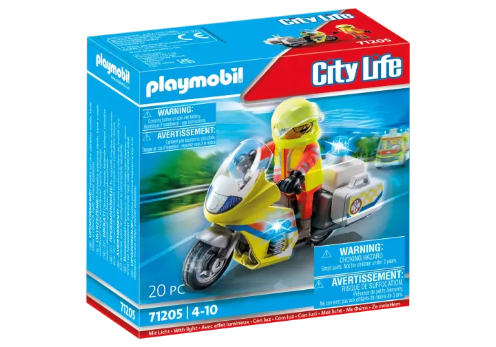 Playmobil 71205 - Akutläkare på motorcykel med blinkande ljus - BOX