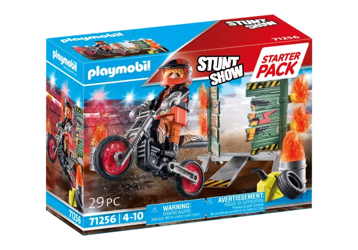 Playmobil 71256 - Starter Pack Stuntshow Moto con pared de fuego - BOX