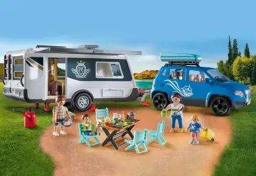 Playmobil 71423 - Famille avec voiture et caravane