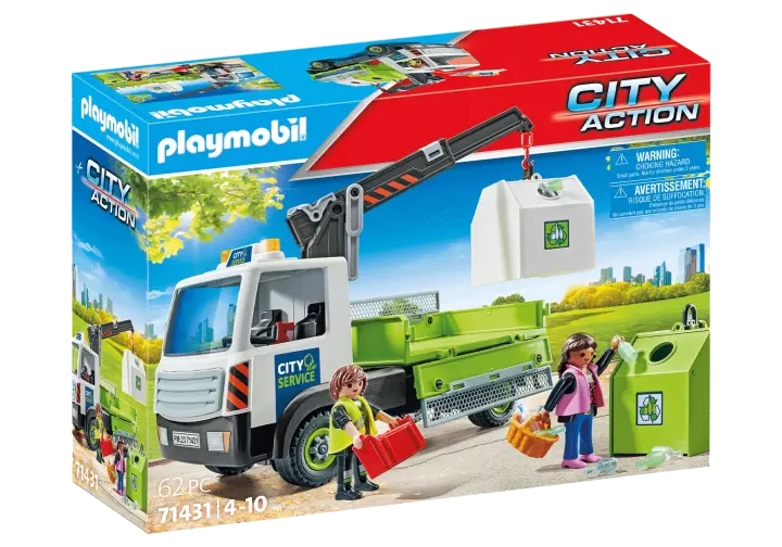 Playmobil 71431 - Camion-grue de recyclage de verre - BOX
