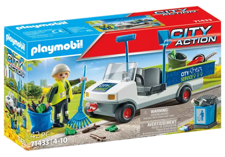 Playmobil 71433 - Agent d'entretien voirie avec véhicule é - BOX