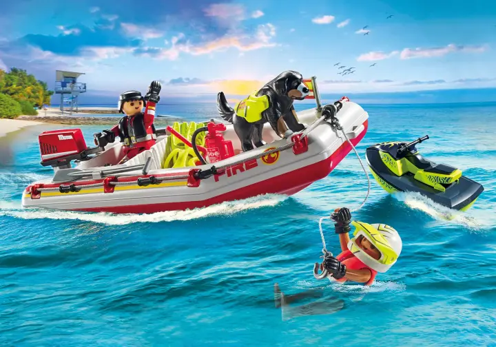 Playmobil 71464 - Bote de bomberos con moto acuática