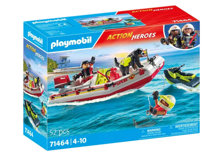 Playmobil 71464 - Bote de bomberos con moto acuática - BOX