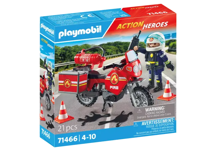 Playmobil 71466 - Motocykl straży pożarnej na miejscu wypadku - BOX