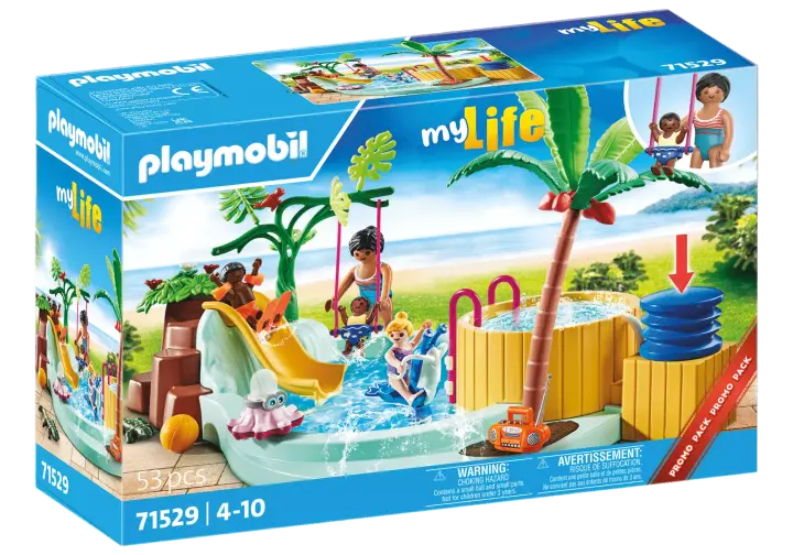 Playmobil 71529 - Vacanciers avec piscine et bain à remous - BOX