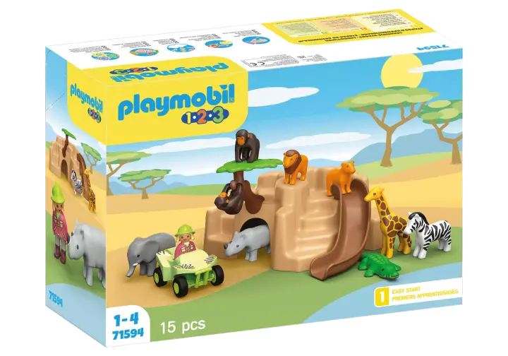 Playmobil 71594 - 1.2.3 Soigneur avec animaux de la savane - BOX