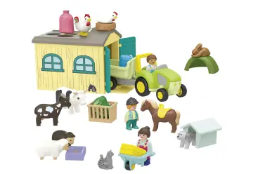 Playmobil 71656 - JUNIOR: Farm Adventure with Tractor, Trailer, and Animal Friends