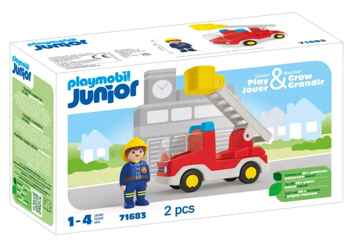 Playmobil 71683 - JUNIOR:Πυροσβέστης με κλιμακοφόρο όχημα - BOX