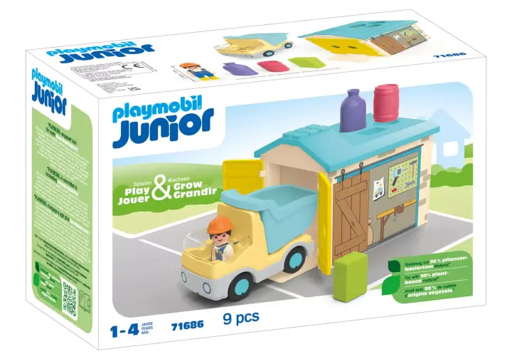 Playmobil 71686 - JUNIOR: Ladingwagen met sorteer-garage - BOX