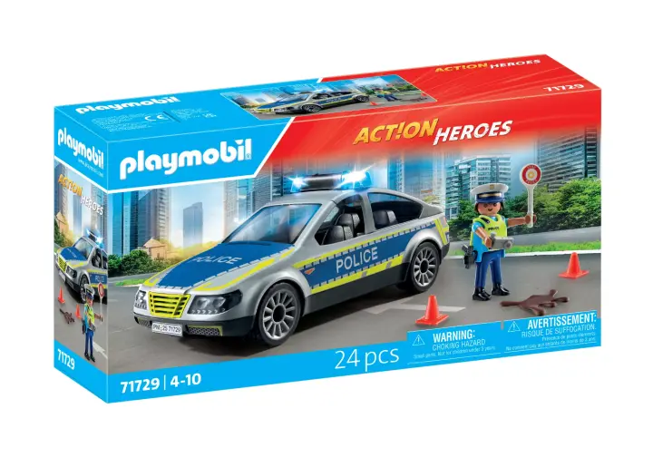 Playmobil 71729 - Voiture de police avec sirène et gyrophare - BOX