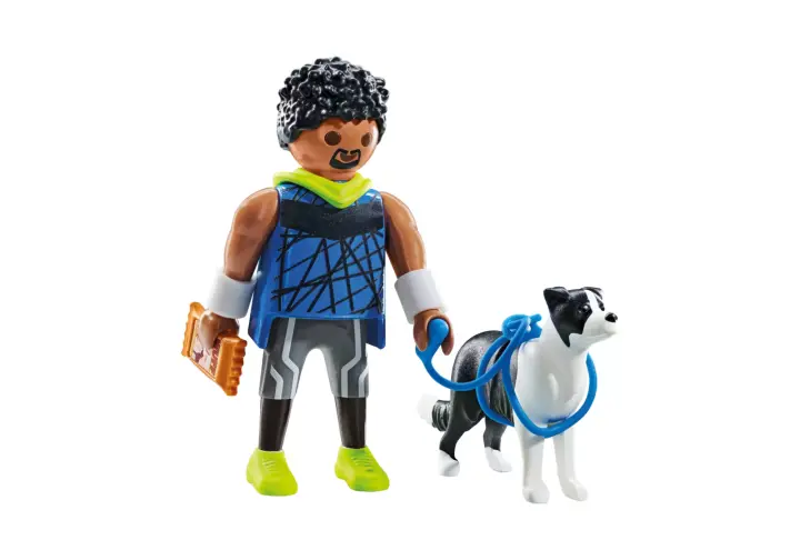Playmobil 71740 - Homme sportif avec Border Collie et accessoires
