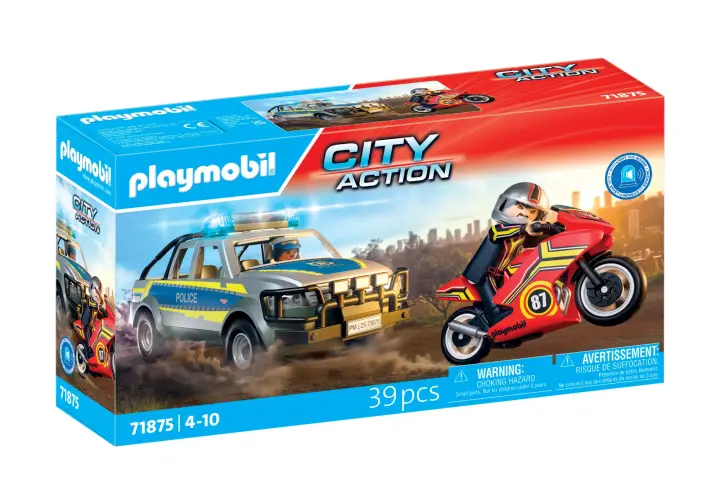 Playmobil 71875 - Pick-up de police, moto & 2 personnages - BOX