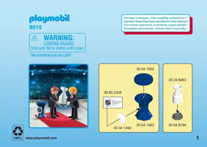 Manual de instruções Playmobil 9015 - NHL™ Stanley Cup™ presentation set (1)