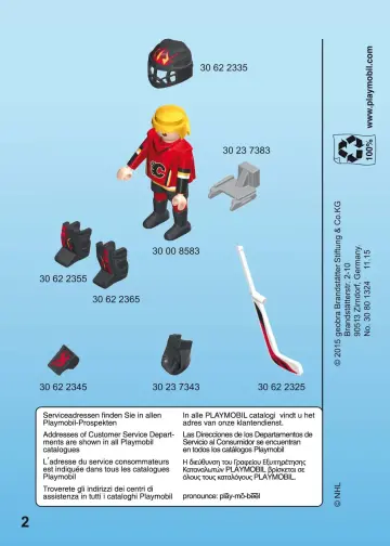 Bygganvisningar Playmobil 9024 - NHL™ Calgary Flames™ Goalie (2)