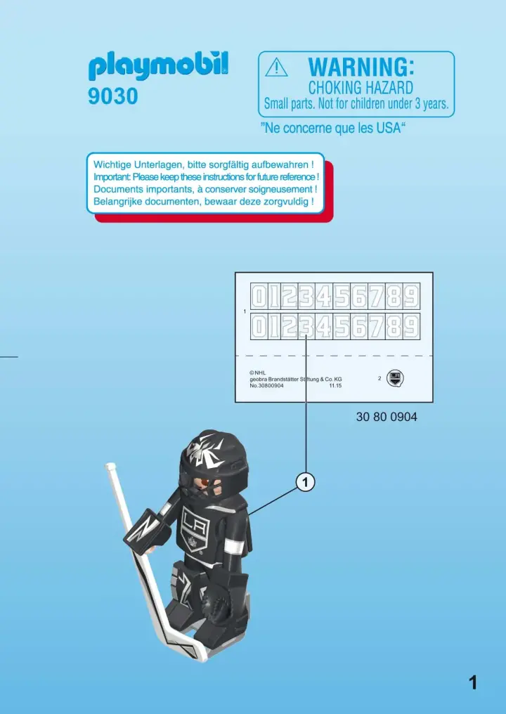 Bouwplannen Playmobil 9030 - NHL™ Los Angeles Kings™ goalie (1)