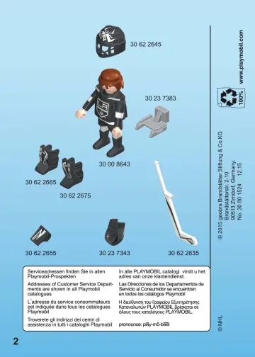 Manual de instruções Playmobil 9030 - NHL™ Los Angeles Kings™ Goalie (2)