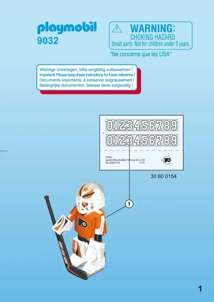 Bauanleitungen Playmobil 9032 - NHL™ Philadelphia Flyers™ Goalie (1)