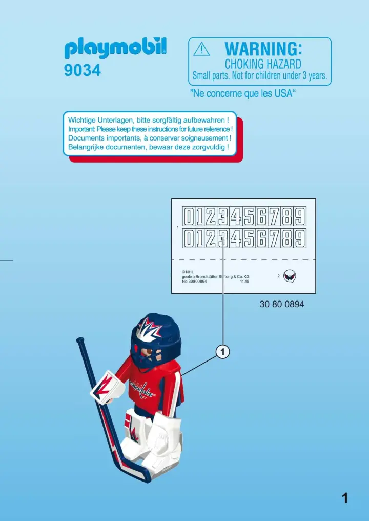 Building instructions Playmobil 9034 - NHL™ Washington Capitals™ Goalie (1)