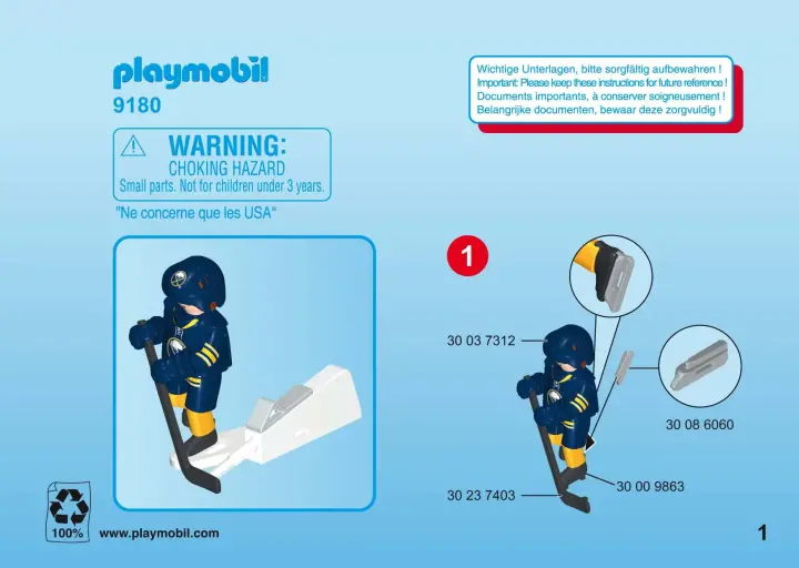 Manuales de instrucciones Playmobil 9180 - NHL™ Buffalo Sabres™ Player (1)