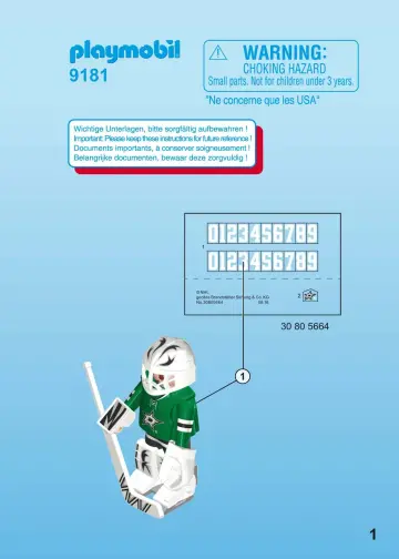 Manual de instruções Playmobil 9181 - NHL™ Dallas Stars™ Goalie (1)