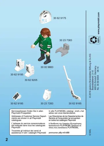 Bygganvisningar Playmobil 9181 - NHL™ Dallas Stars™ Goalie (2)