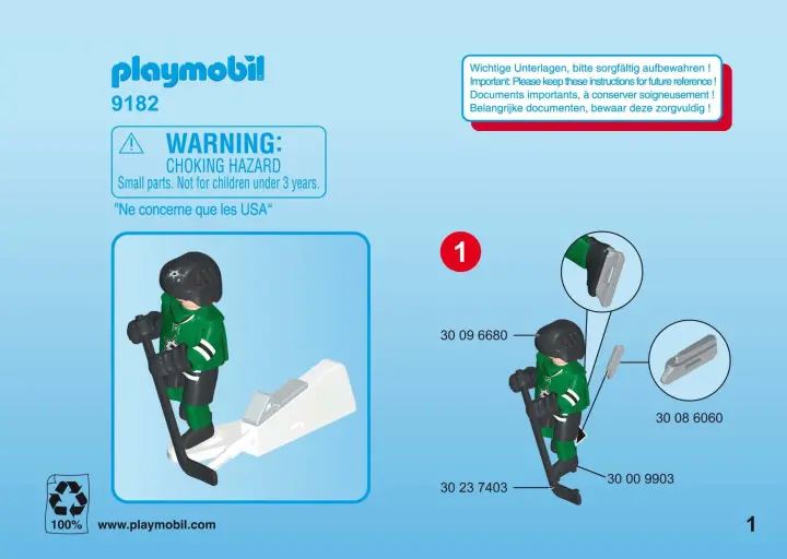Bauanleitungen Playmobil 9182 - NHL™ Dallas Stars™ Player (1)