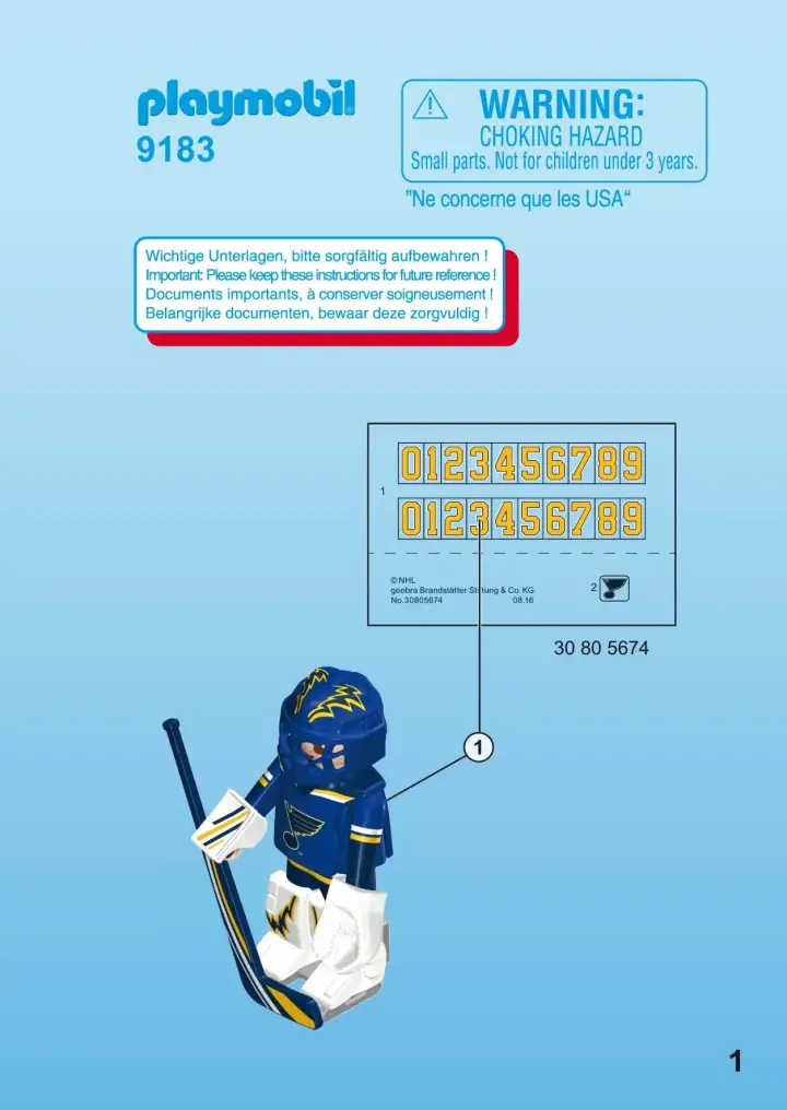 Bauanleitungen Playmobil 9183 - NHL™ St. Louis Blues™ Goalie (1)