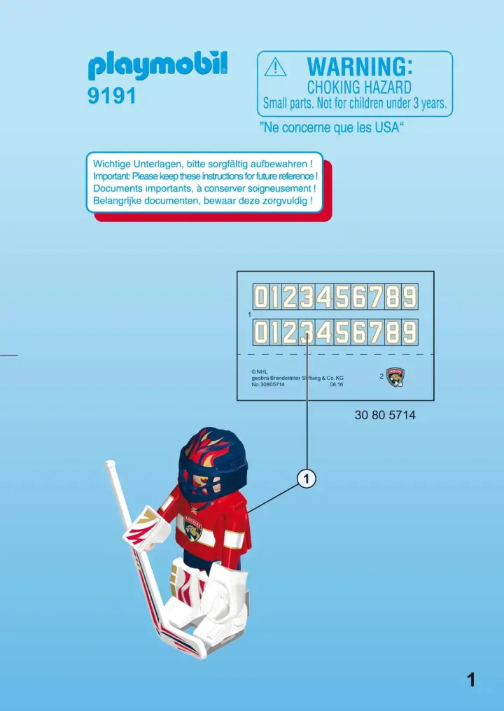 Building instructions Playmobil 9191 - NHL™ Florida Panthers™ Goalie (1)