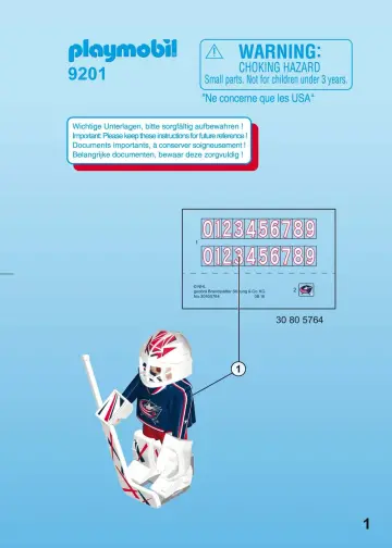 Manuales de instrucciones Playmobil 9201 - NHL™ Columbus Blue Jackets™ Goalie (1)