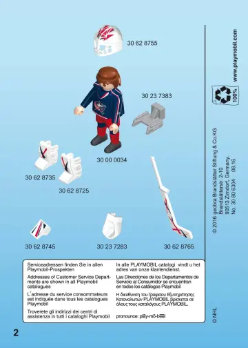 Manual de instruções Playmobil 9201 - NHL™ Columbus Blue Jackets™ Goalie (2)