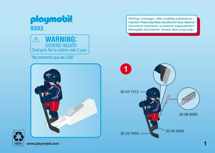 Manuales de instrucciones Playmobil 9202 - NHL™ Columbus Blue Jackets™ Player (1)