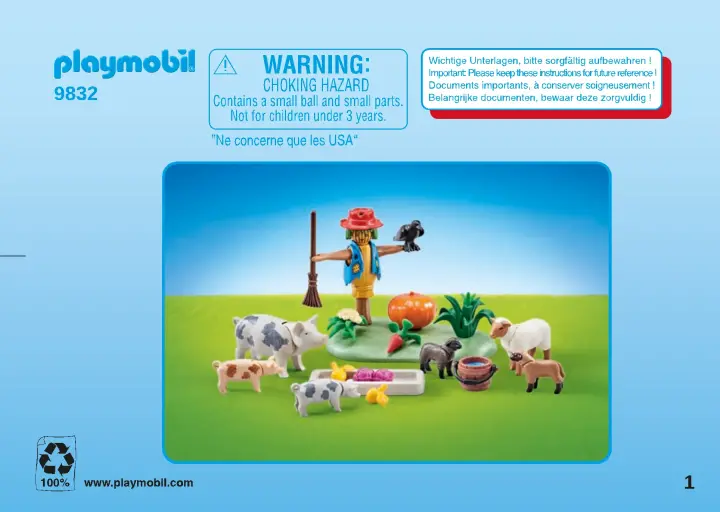 Istruzioni di montaggio Playmobil 9832 - Mangiatoia della fattoria con spaventapasseri (1)