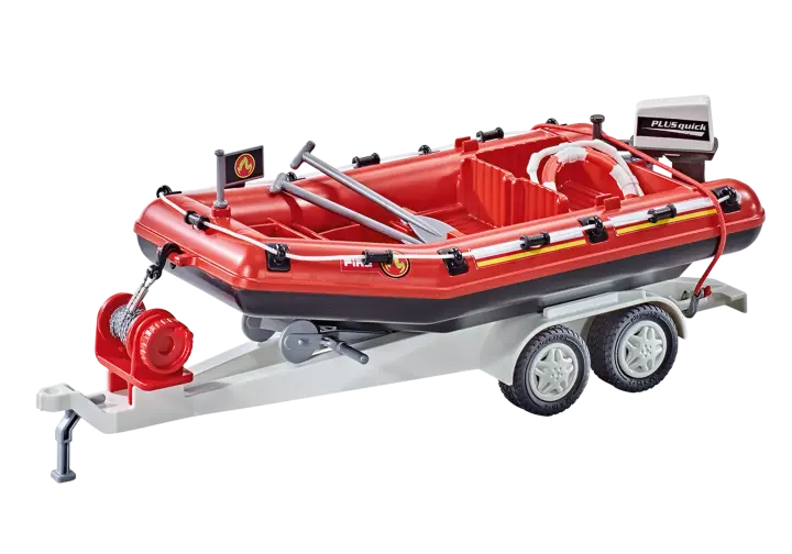 Playmobil 9845 - Bateau de pompier et remorque